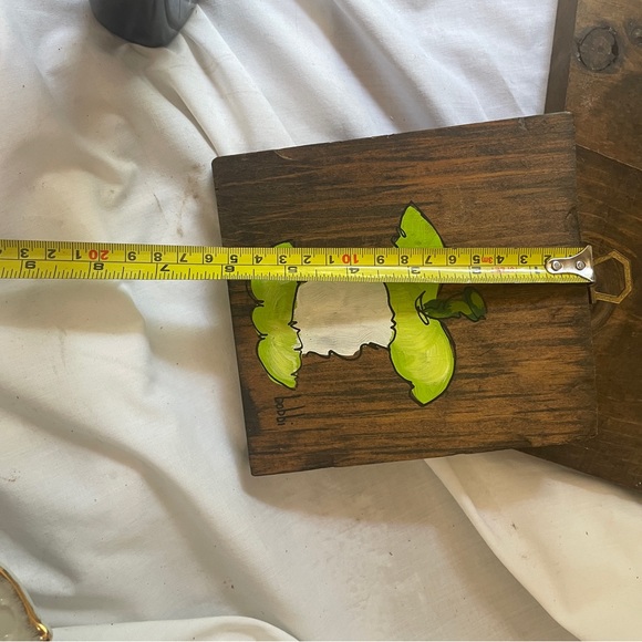 Set of Three (3) Vintage 1970s Hand-painted Green Apple Wooden Plaque Wall Art - Picture 7 of 10